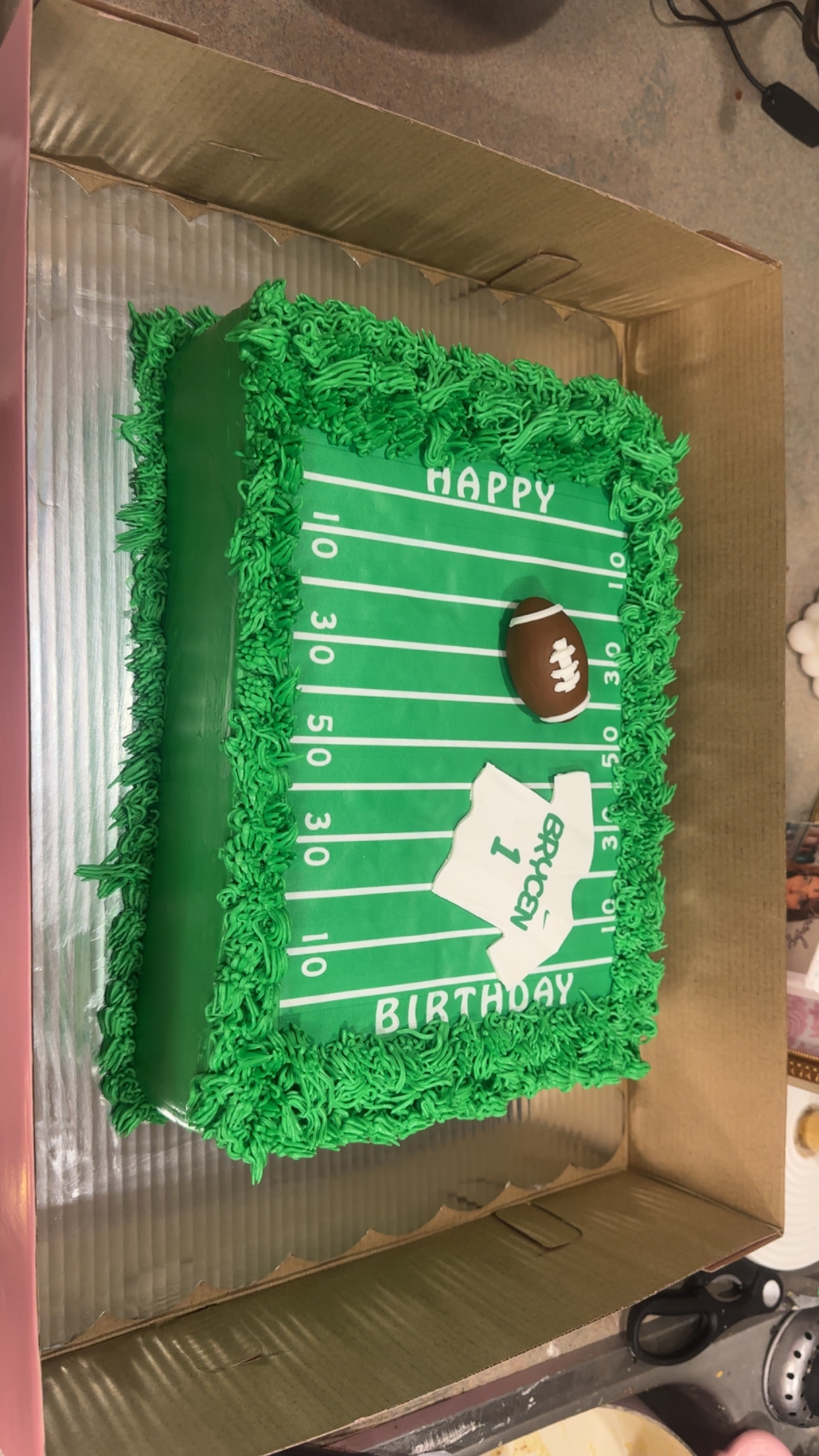 Quarter sheet football cake