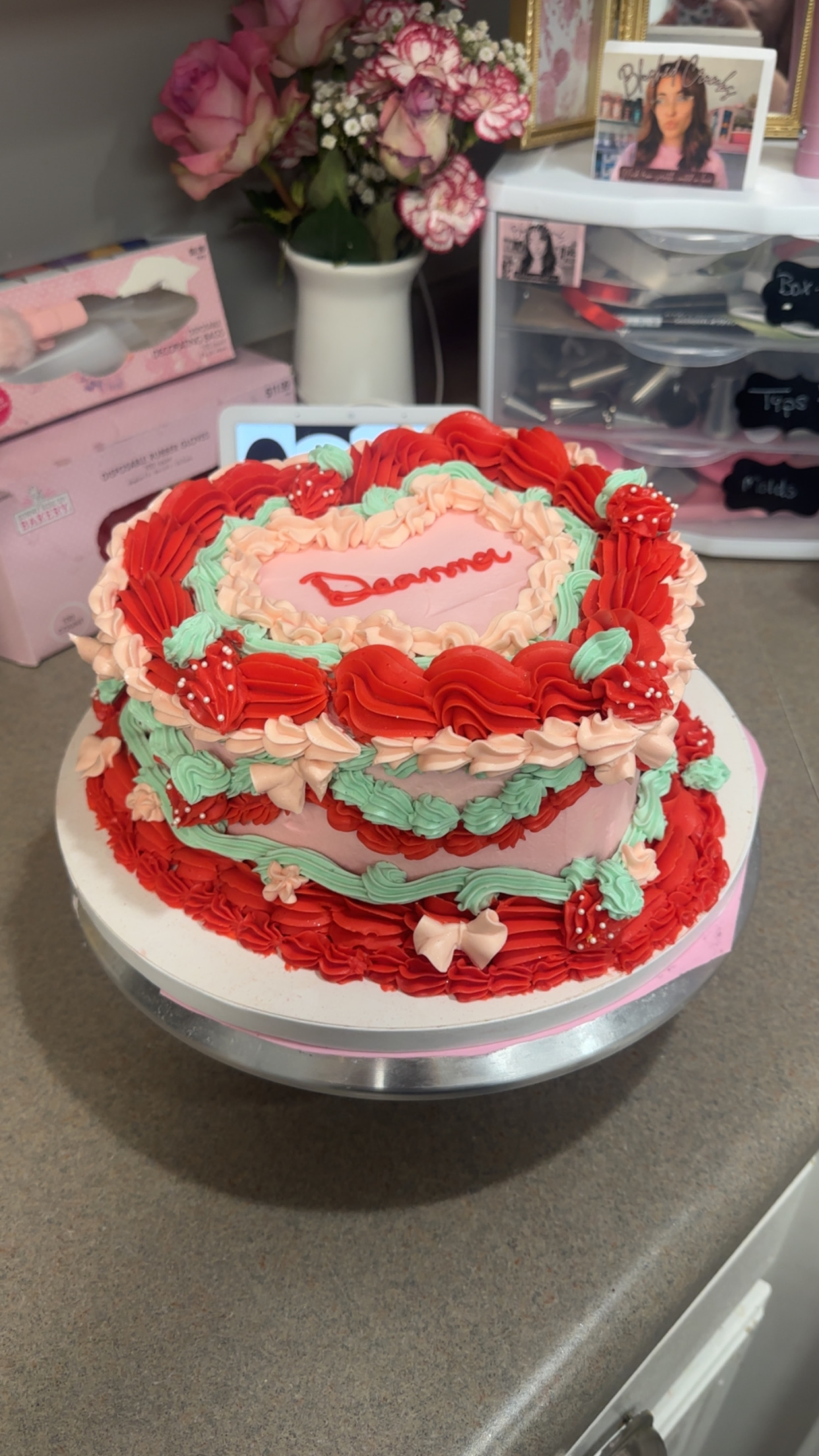 Custom vintage heart cake