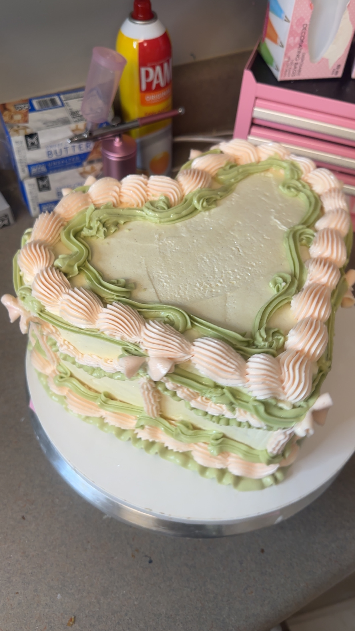 Custom vintage heart cake